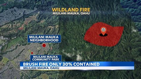 A fire burns acres of land in Mililani Mauka, Hawaii on Thursday, Nov. . Mauka wildfire